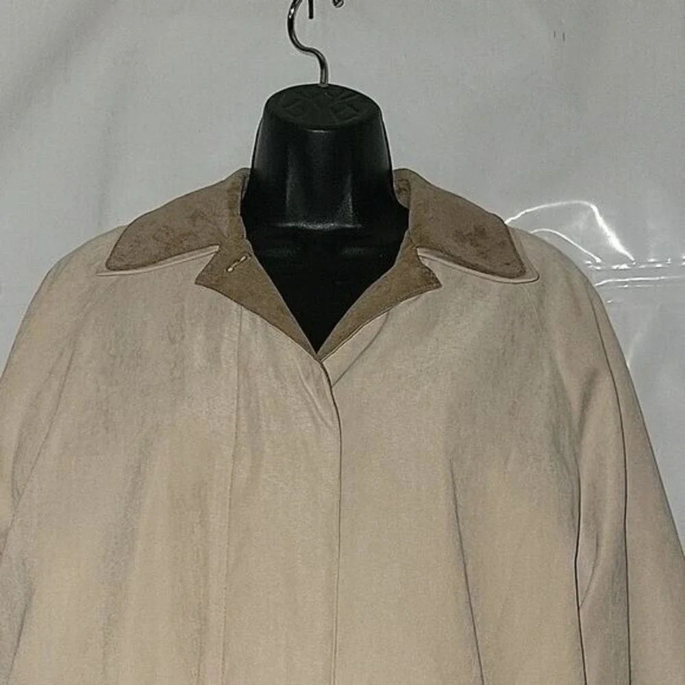 London Fog Beige‎ Microfiber Barn Coat Faux Suede Collar Jacket Mens Small Reg